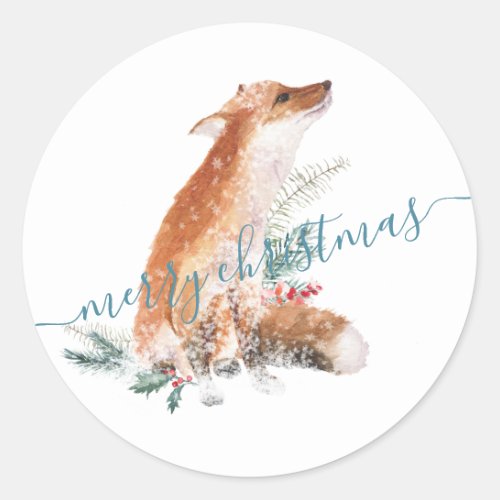 Red Fox Dressed For Christmas Classic Round Sticker