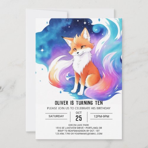 Red Fox Enchantment Birthday Invitation