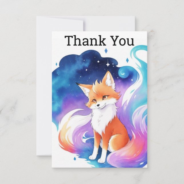 Red Fox Enchantment Birthday Thank You Card (Front)