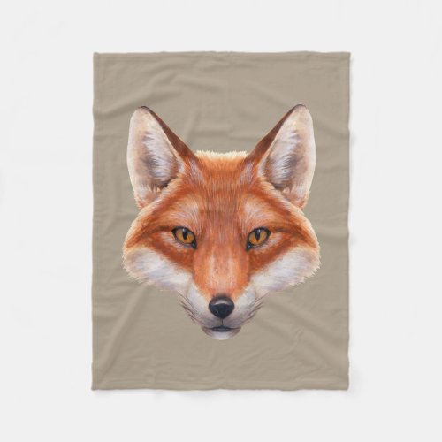 Red Fox Face Small Fleece Blanket