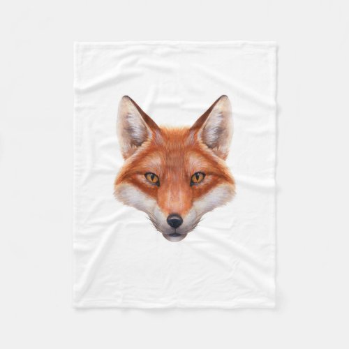 Red Fox Face Small Fleece Blanket