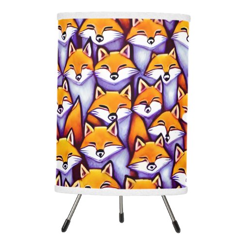 Red fox faces cute woodland animals pattern tripod lamp