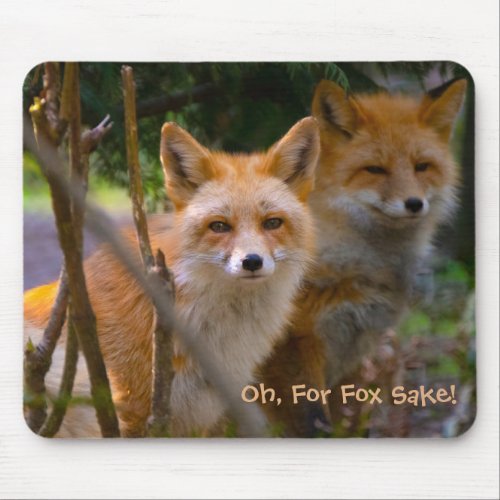 Red Fox Family Nature Lover Custom Name Mouse Pad