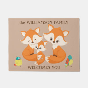 Red Fox Family Welcome Doormat