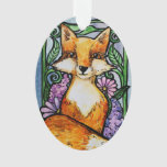 Red Fox Floral Nature Art Ornament