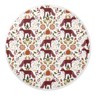 Red Fox Folk Art Knob Pulls Rustic Hardware