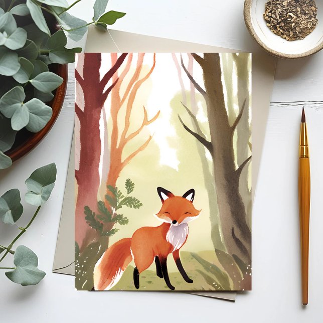 Red Fox | Forest Animal Watercolor Postcard (Creator Uploaded)
