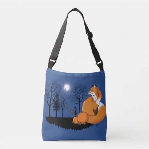 Red Fox Forest Pumpkins Crossbody Bag