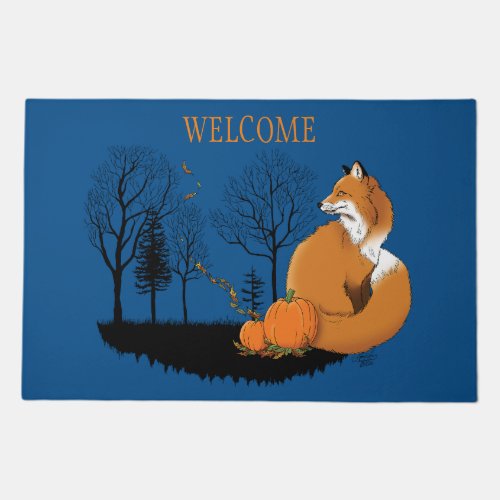 Red Fox Forest Pumpkins Doormat