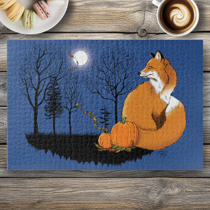 Red Fox Forest Pumpkins Jigsaw Puzzle