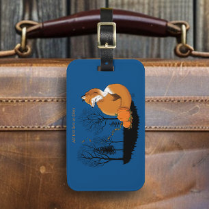 Red Fox Forest Pumpkins Luggage Tag