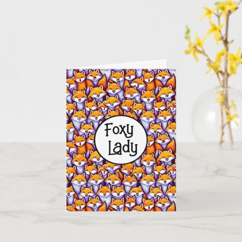 Red fox foxy lady funny cartoon DIY message  Card