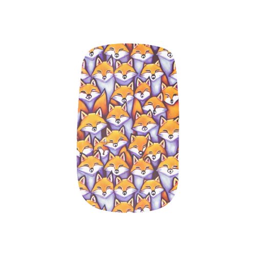 Red fox foxy lady funny doodle cartoon print minx nail art