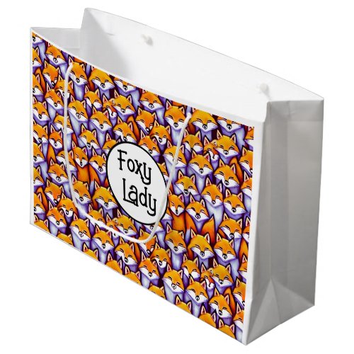 Red fox foxy lady funny doodle wildlife woodland large gift bag