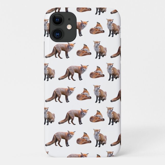 Red Fox Frenzy iPhone 11 Case (choose colour) (Back)