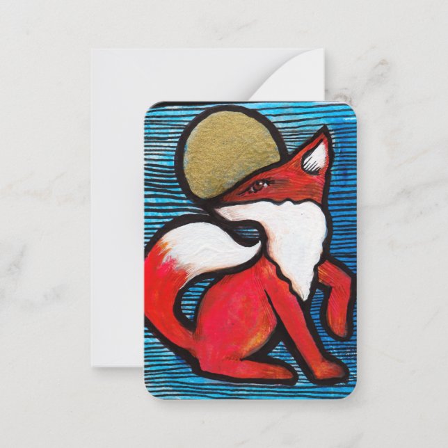 Red Fox Full Moon Loyal Foxes MoonChild            Note Card (Front)