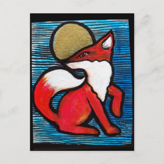 Red Fox Full Moon Loyal Foxes MoonChild            Postcard