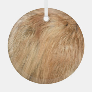 Red Fox Fur Pattern Tile Glass Ornament