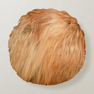 Red fox fur texture round pillow