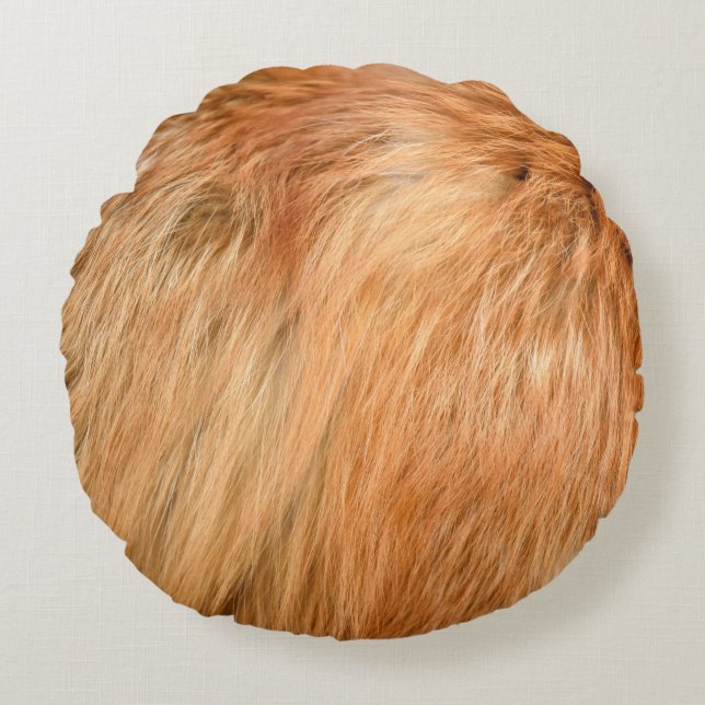Red fox fur texture round pillow (Front)