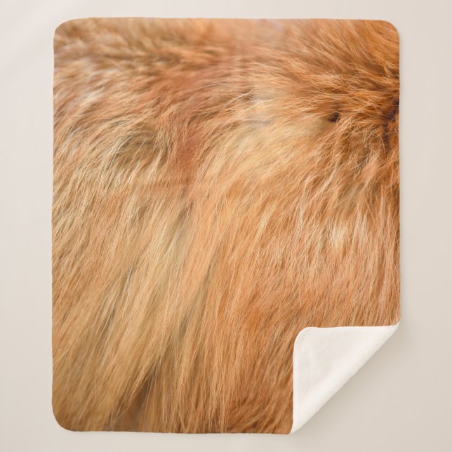 Red fox fur texture sherpa blanket (Front)