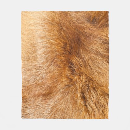 Red Fox Fur Textured Background Fleece Blanket