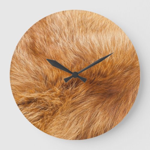 Red Fox Fur Textured Background Large Clock
