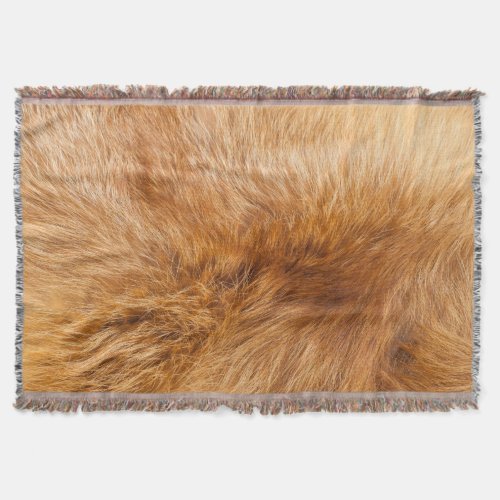 Red Fox Fur Textured Background Throw Blanket