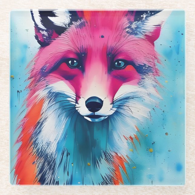 Red Fox Glass Coaster (Front)