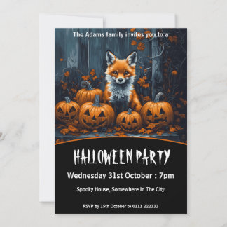 Red Fox Halloween Party Invitation