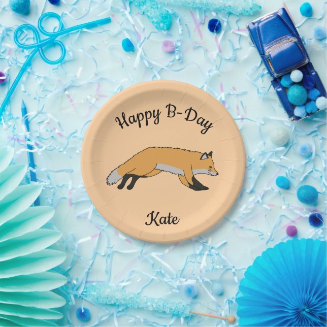 Red Fox Happy Birthday Paper Plates (Party)