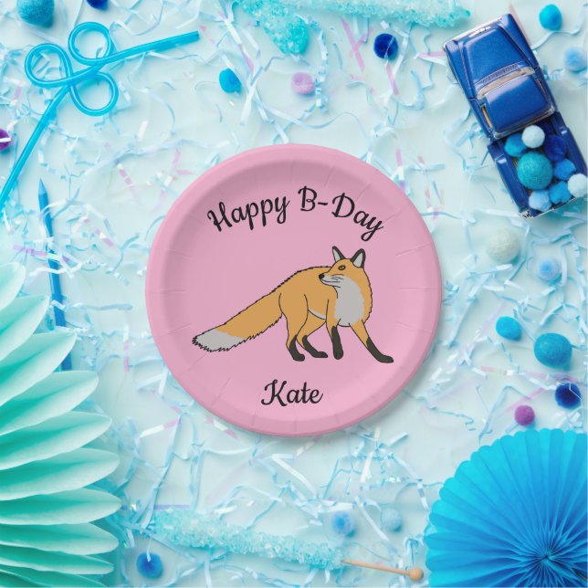 Red Fox Happy Birthday Paper Plates (Party)