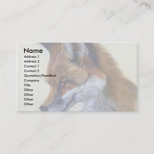 Customizable Red Fox (head study) Business Card