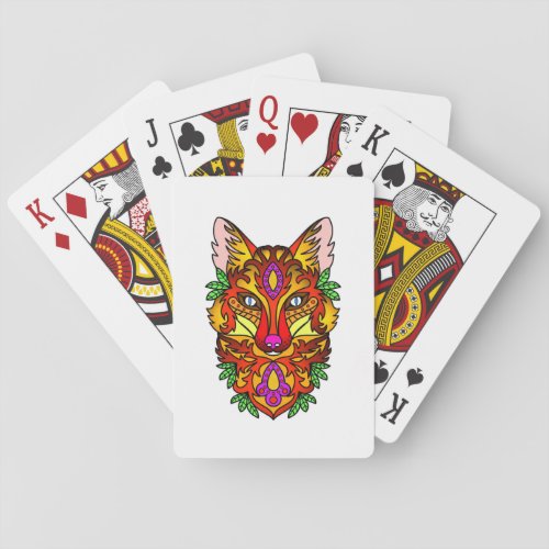 Red Fox Head  Stylized Drawing Poker Cards