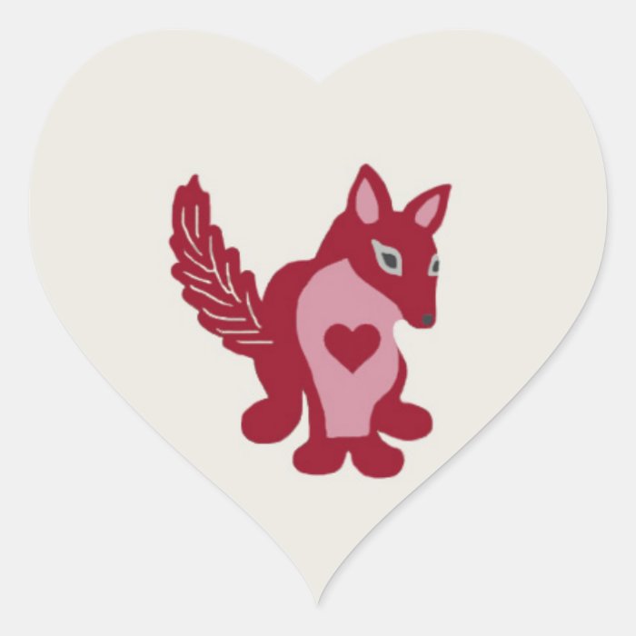 sticker featuring a red and pink fox with a red heart these stickers