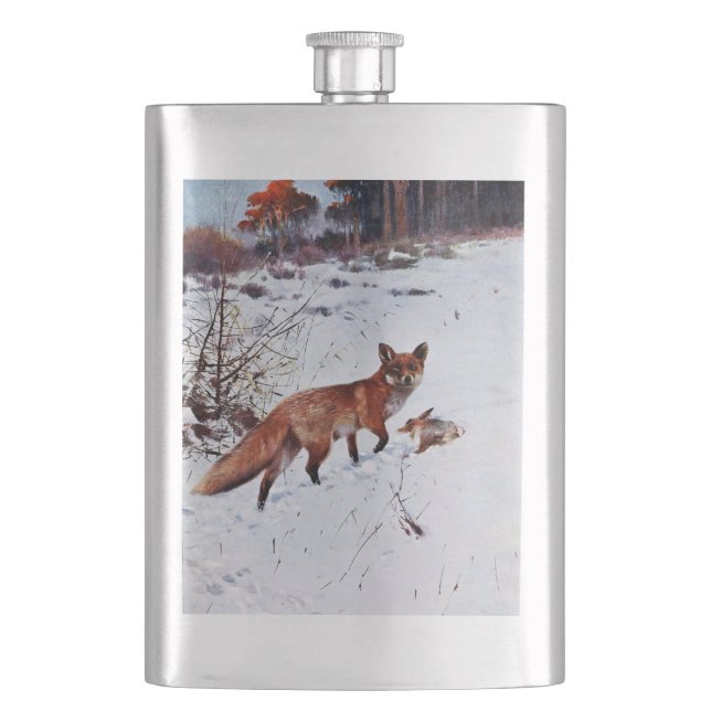 Red Fox Hunting Art Flask (Front)