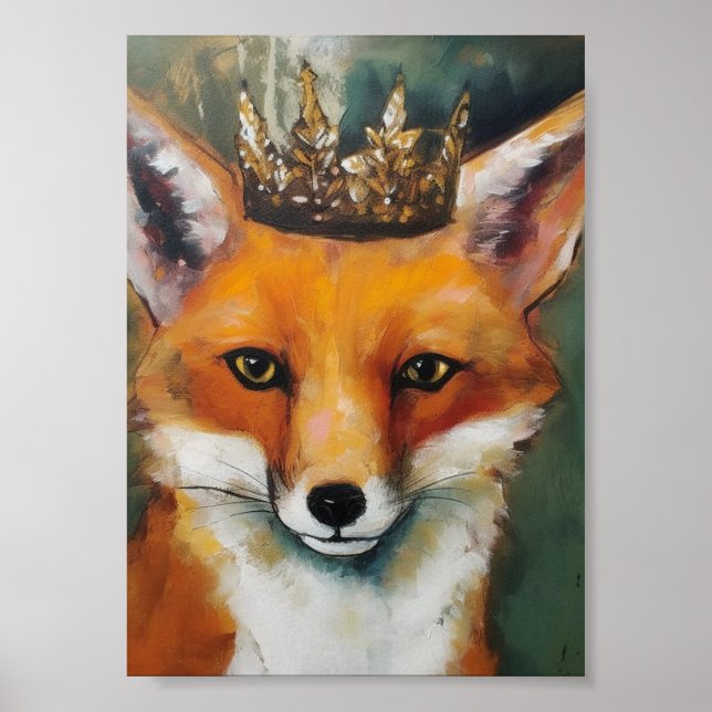 Red Fox in a Crown Poster (Front)
