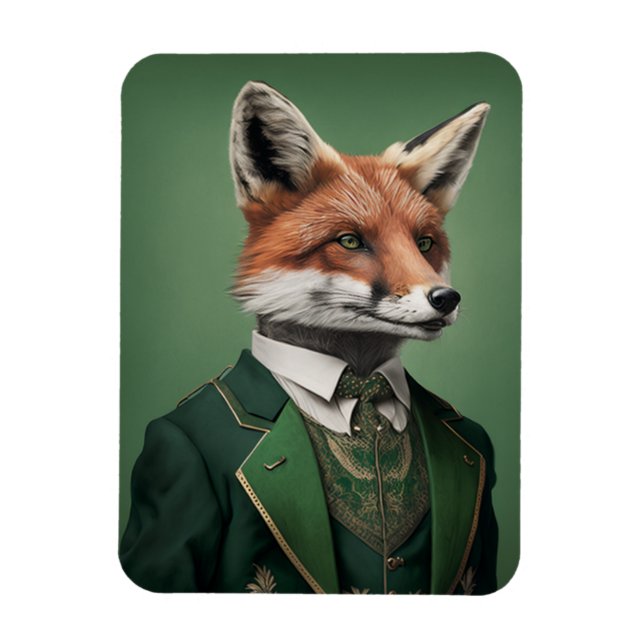 Red Fox in a Green St. Patrick's Day Suit Magnet (Vertical)