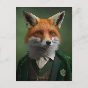 Red Fox in a Green St. Patrick's Day Suit Postcard