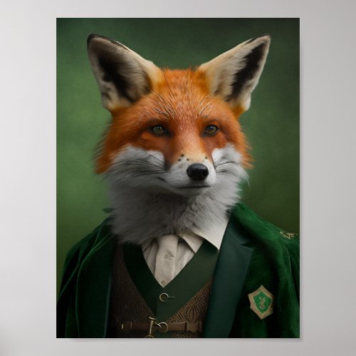 Red Fox in a Green St Patricks Day Suit Poster