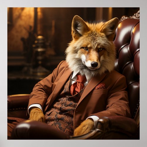 Red Fox in a Suit and Tie Luxury Photography Poster