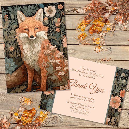 Red Fox in a Victorian English Garden Thank You Card