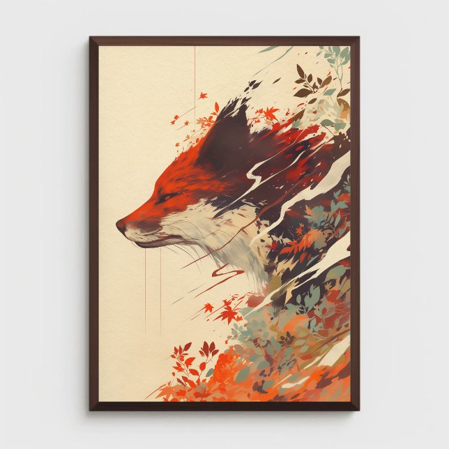 Red Fox in Autumn Leaves Stunning Wildlife Animal  Poster (Creator Uploaded)