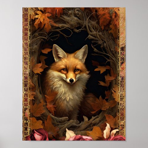 Red Fox in Autumn Poster