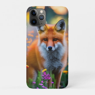 Red Fox in Field of Wildflowers iPhone 11 Pro Case