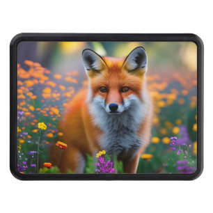 Red Fox in Field of Wildflowers Hitch Cover