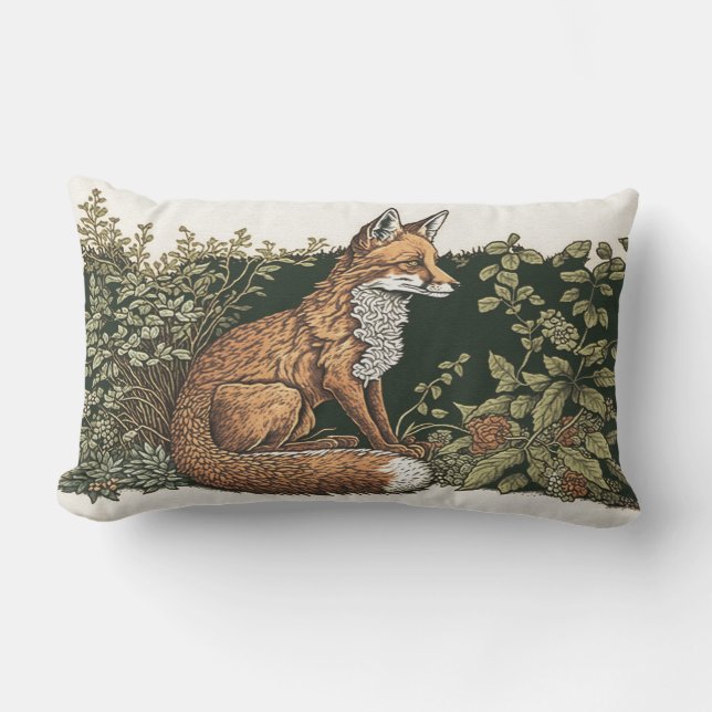 Red Fox in Forrest Lumbar Pillow (Front)