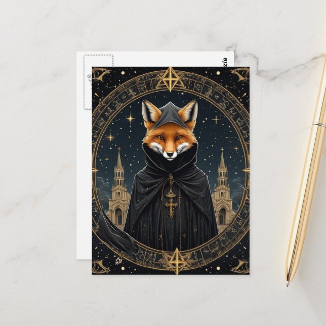 Red fox in robes postcard (Front/Back In Situ)