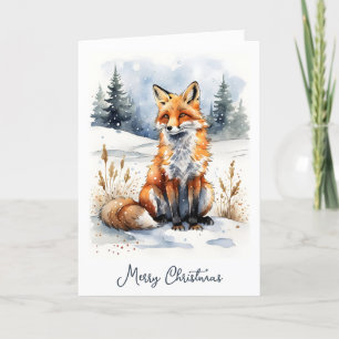Red Fox in Snow Christmas Holiday Card