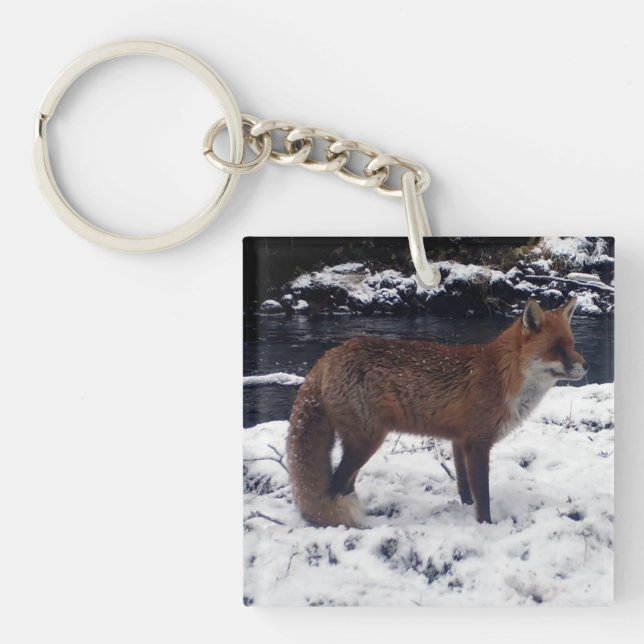 Red Fox in Snow  Keychain (Front)